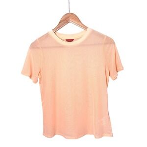 Guess Y2K Sheer Mesh Baby Tee Size Small Peach Indie Soft Girl Festival Layering
